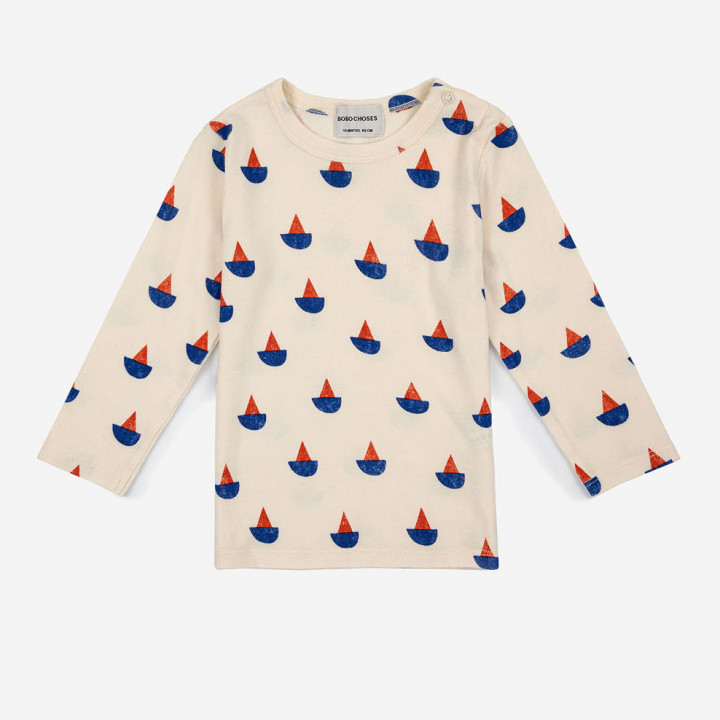 Sail Boat All Over Long Sleeve Baby T-Shirt