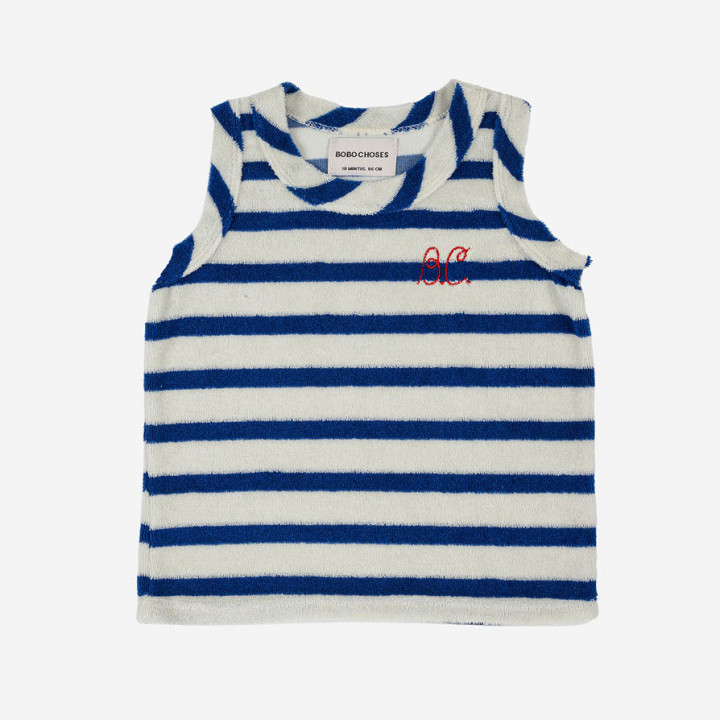 Blue Stripes Terry Baby Tank Top