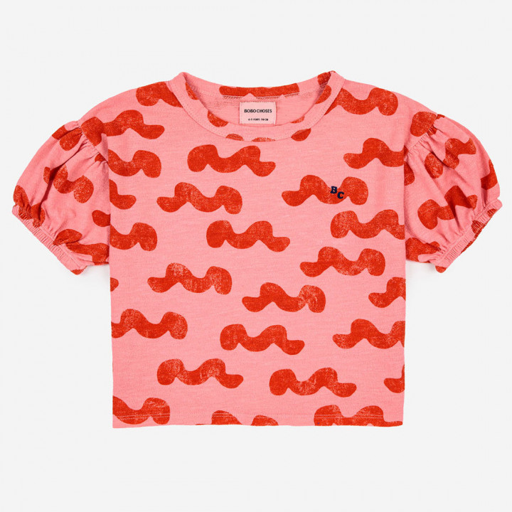 Waves All Over Puffed Sleeve T-Shirt