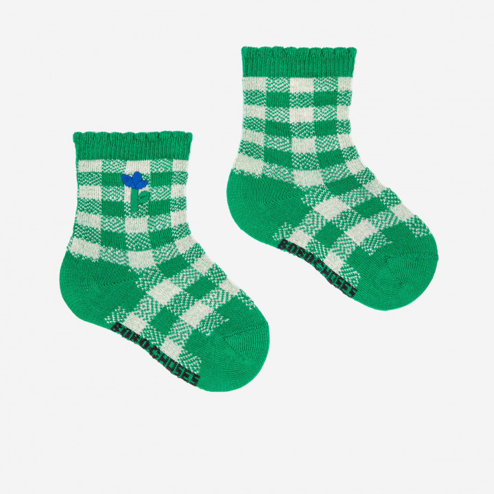 Green Vichy Long Socks