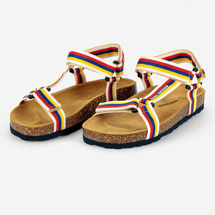 Color Stripes Straps Sandals