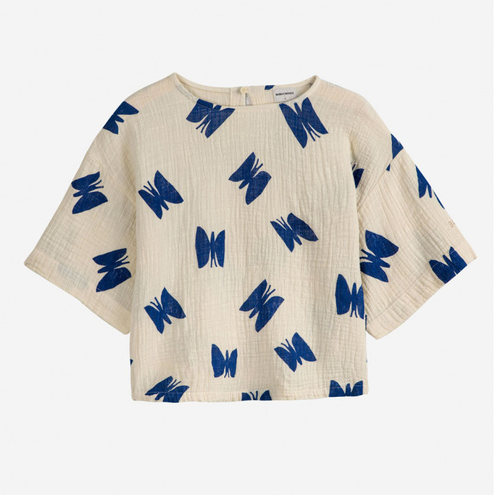 Butterfly Print Cropped Blouse