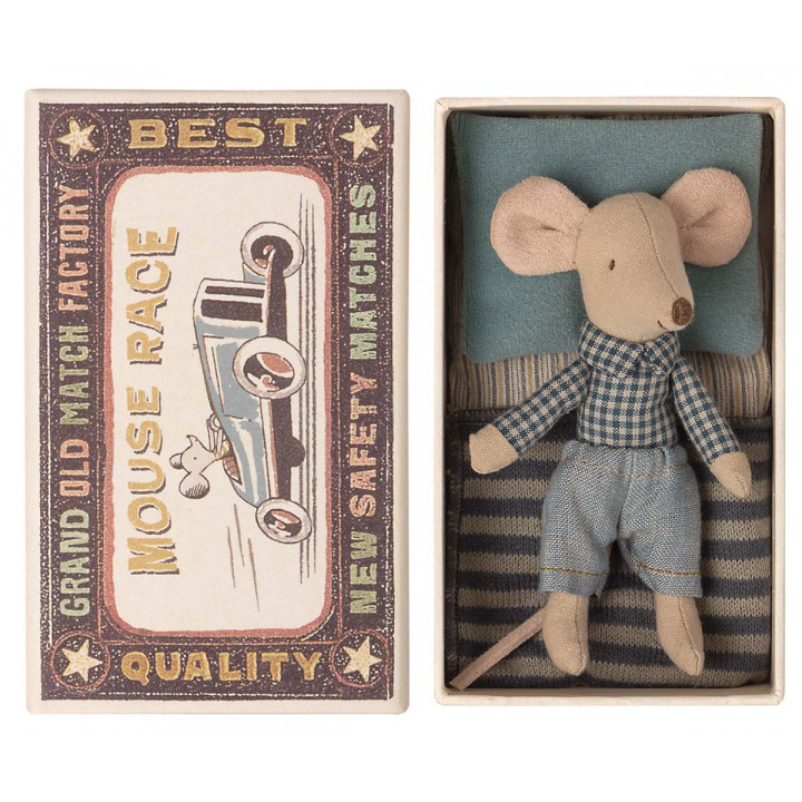 Little Brother Mouse In Matchbox Checkered T-Shirt