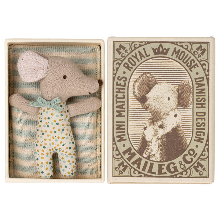 Sleepy/Wakey Baby Mouse in Matchbox Blue Dots
