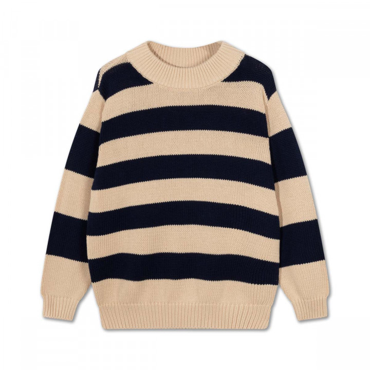 Knit Boxy Sweater Evening Block Stripe