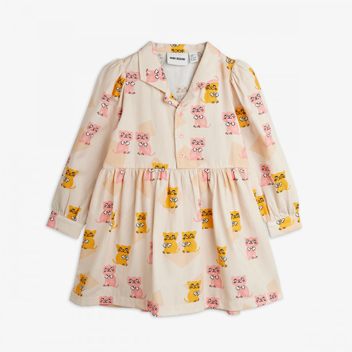 Kittens Aop Woven Ls Dress Multi
