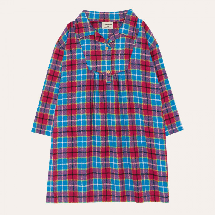 Red & Blue Checked Shirt Dress