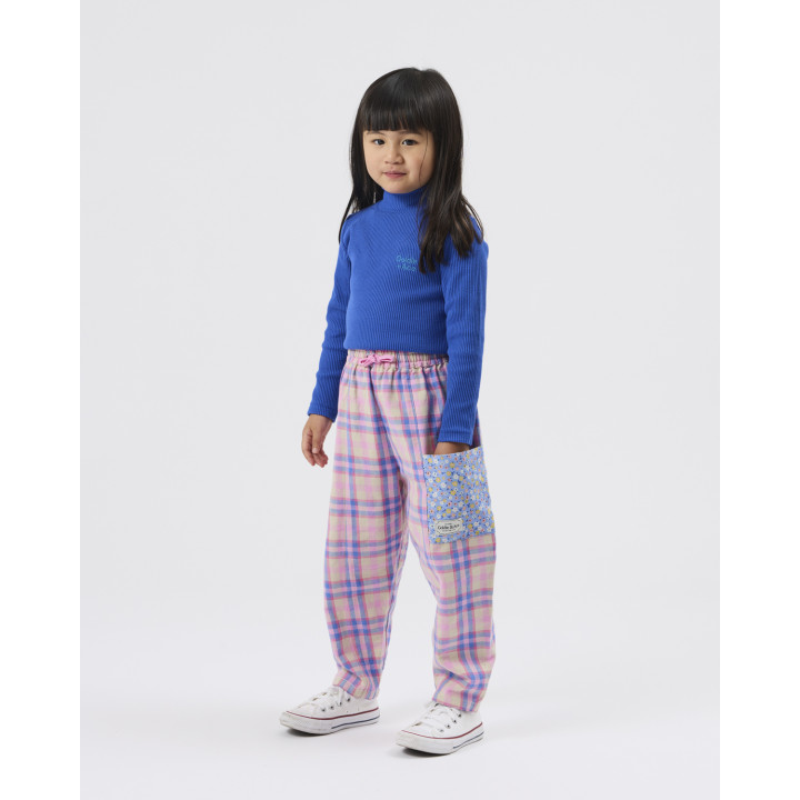 Pink Plaid Floral Pocket Kit Pants