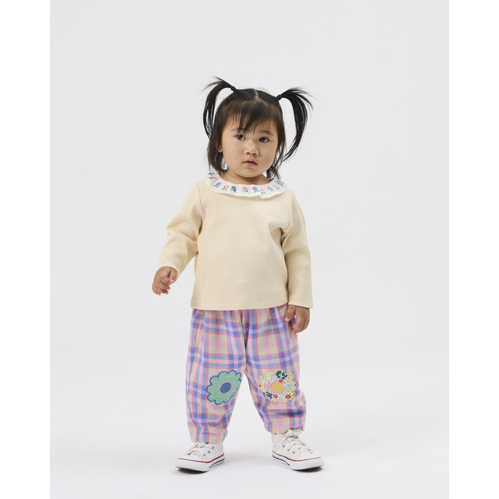 Pink Plaid Knee Patch Kit Pants