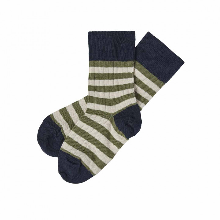 2 Pack Classic Striped Socks Dark Navy/Olive