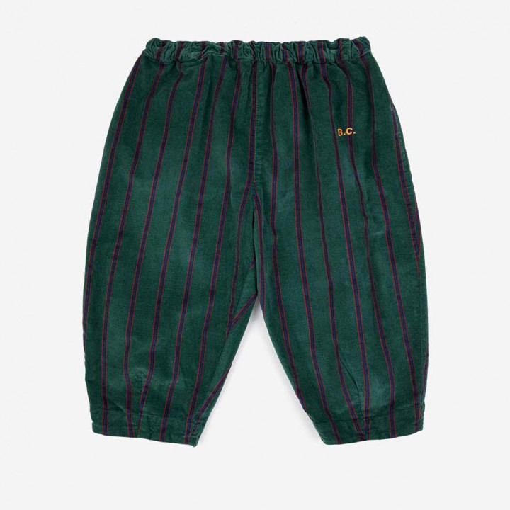 Baby BC Striped Velvet Pants Dark Green