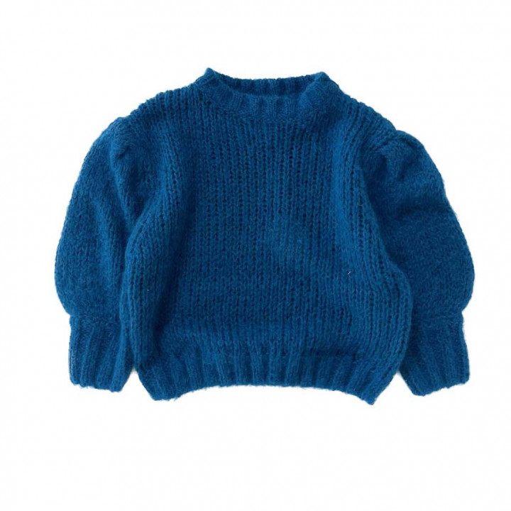 Knitted Puffed Sweater Petrol Blue