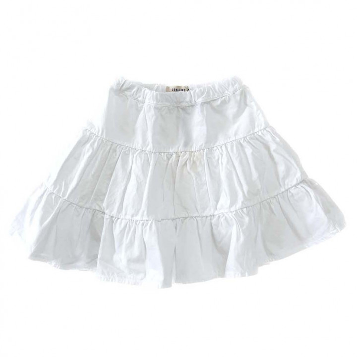 Wide Volant Skirt White