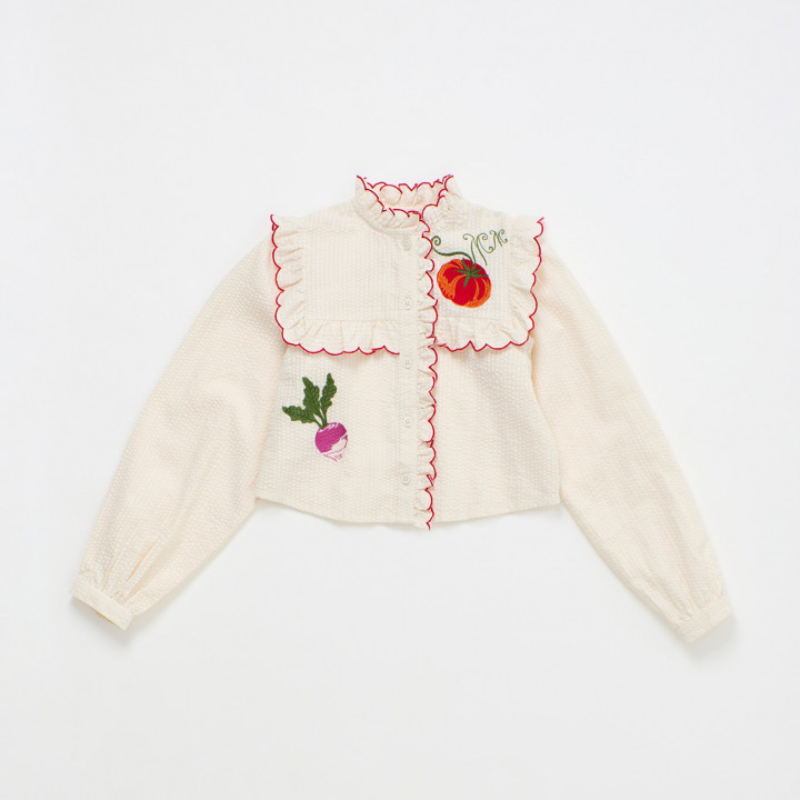 Vegetables Embroidery Shirt Angora