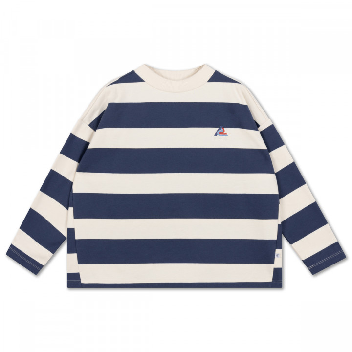 Boxy Sweater Eclipse Blue Block Stripe