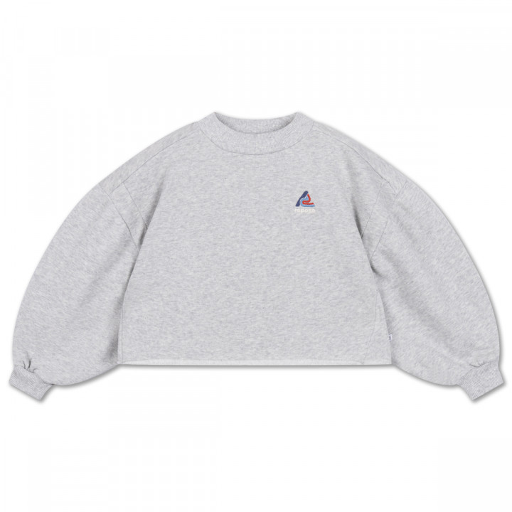 Crop Heart Sweater Light Mixed Grey