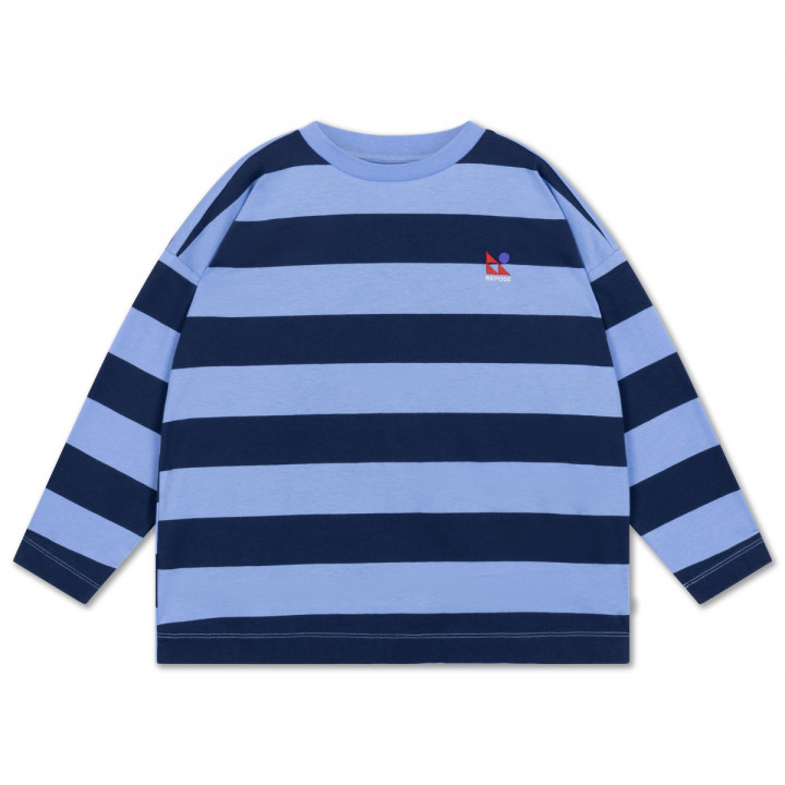 Wide Cut Long Tee Horizon Dark Eclipse Block Stripe