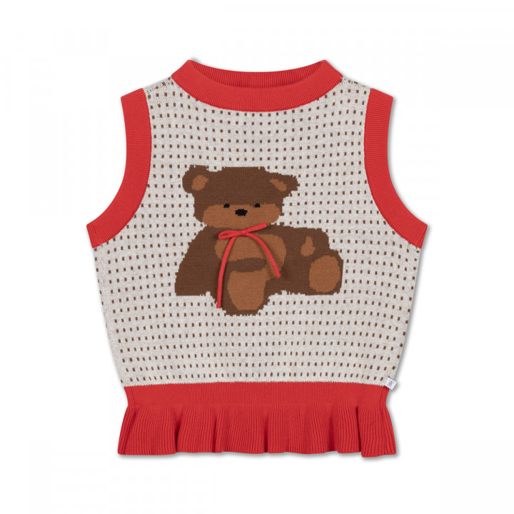 Knit Peplum Top Firecracker Red Mix