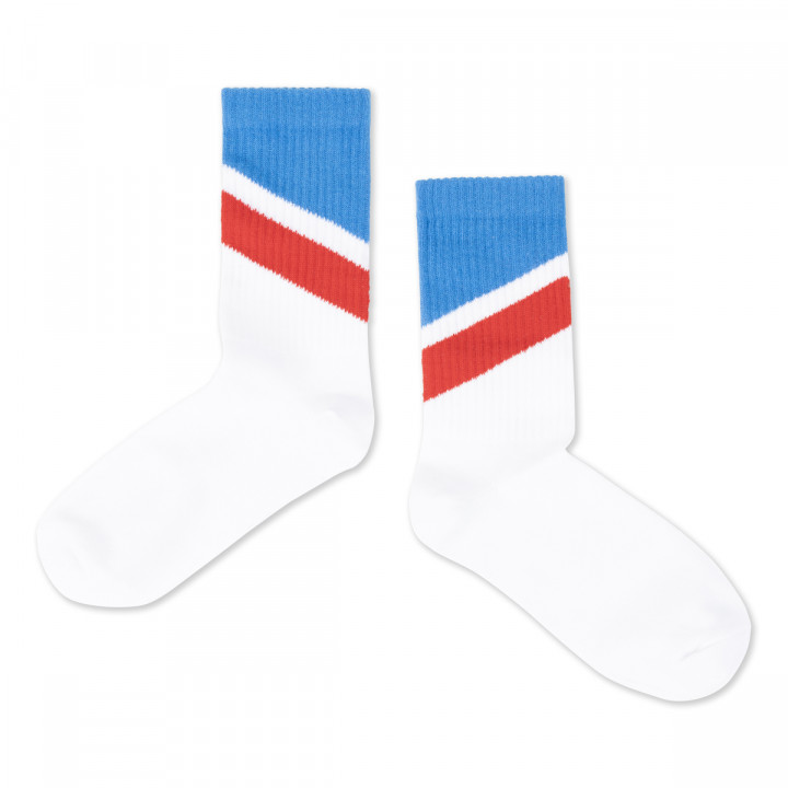 Sporty Socks White Diagonal Stripe