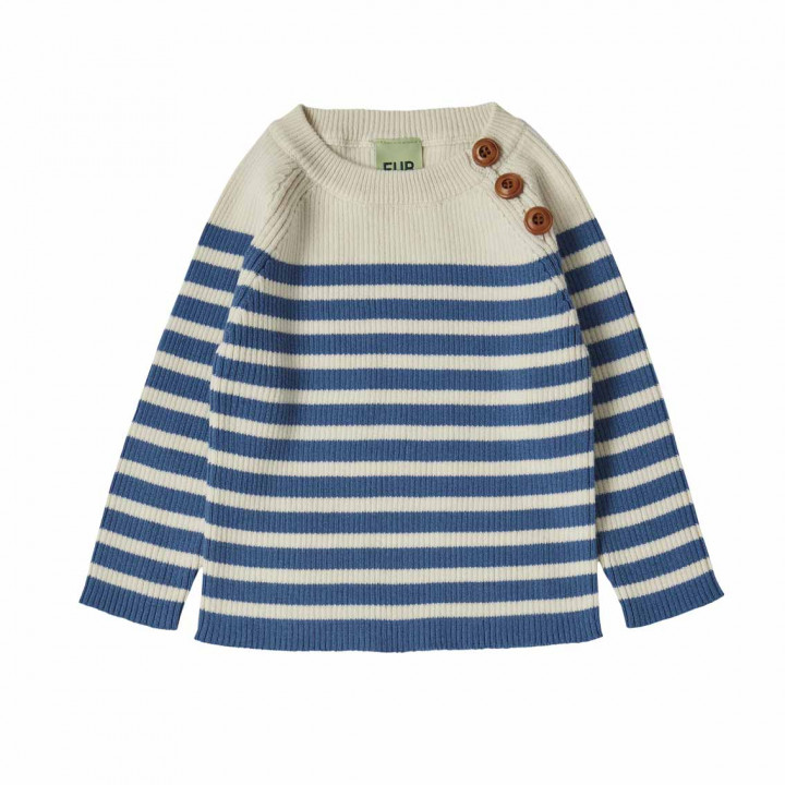 Baby Sweater Ecru/Azure