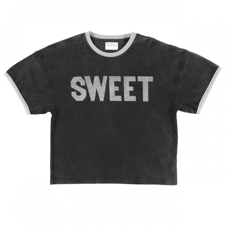 T-shirt W/ Short Sleeves | Faded Black W/ Sweet Print
