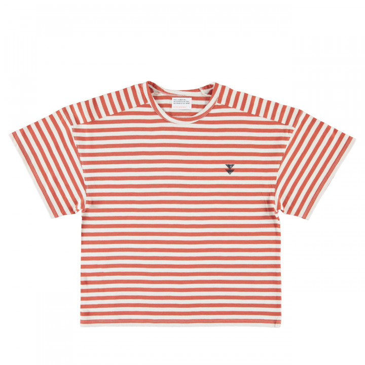 T-shirt W/ Short Sleeves | Red & Ecru Stripes