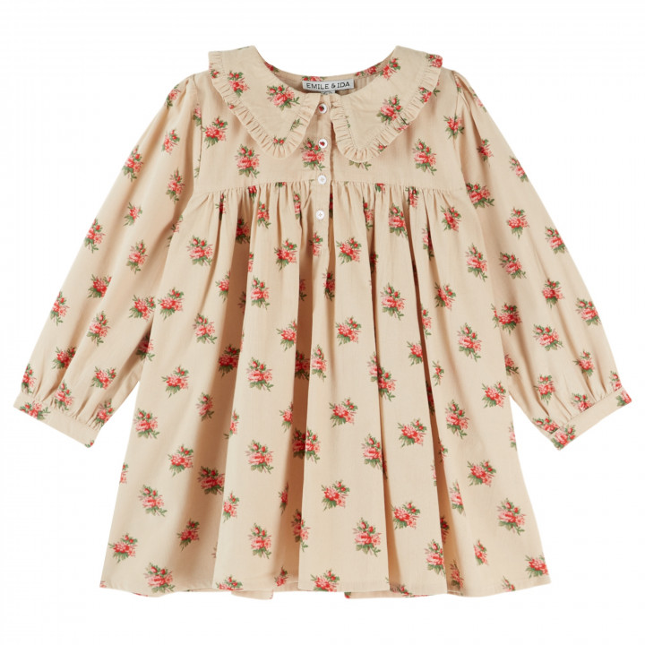 Loose Dress With Ruffle Collar Fleurs Des Bois
