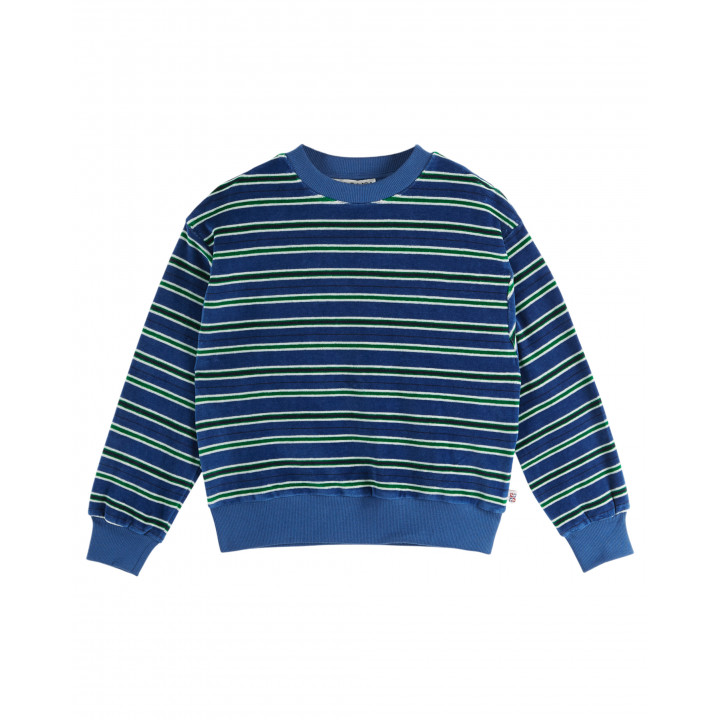 Striped Velvet Sweatshirt Ocean/vert