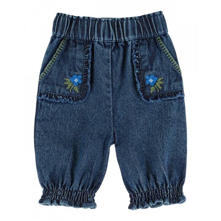 Embroidered Denim Harem Pants Denim