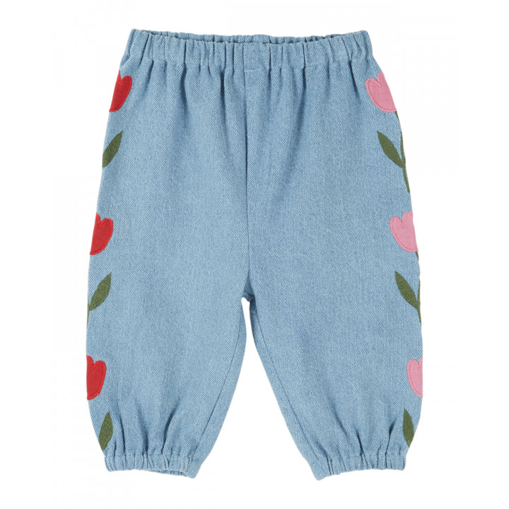 Tulip Embroidered Harem Pants Bleu Delave