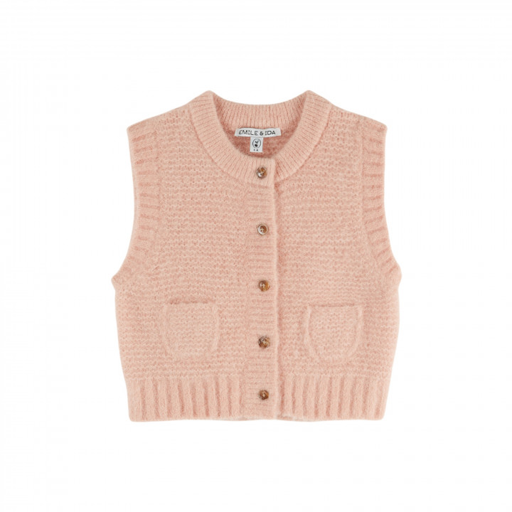 Sleeveless Cardigan Rose Pastel