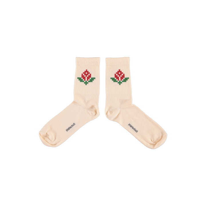 Socks | Light pink with red flowers