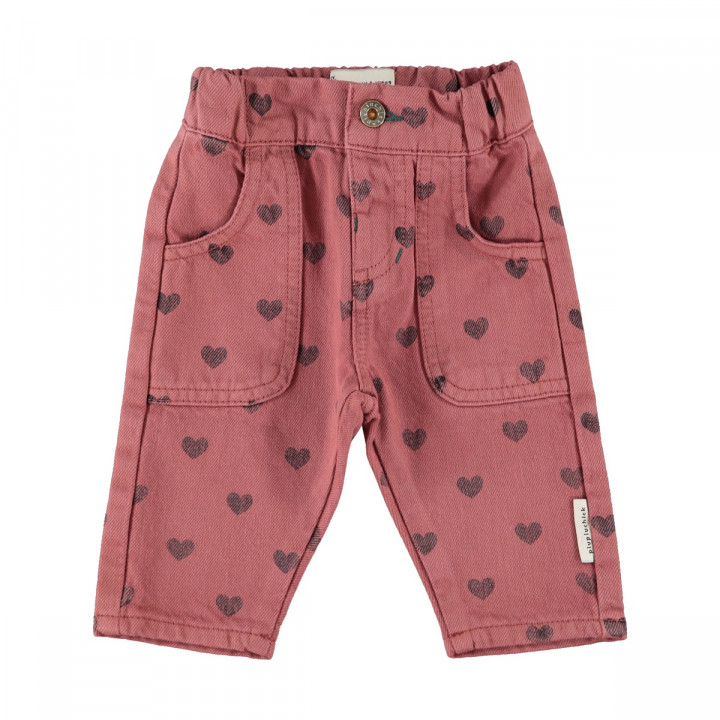 Baby Trousers | Pink W/ Black Hearts