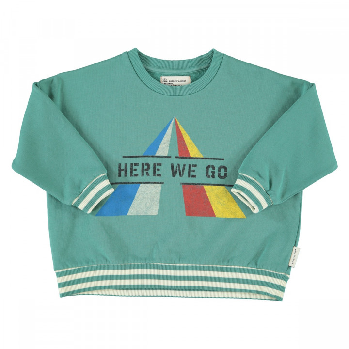 Sweatshirt | Green W/ "here We Go" Print