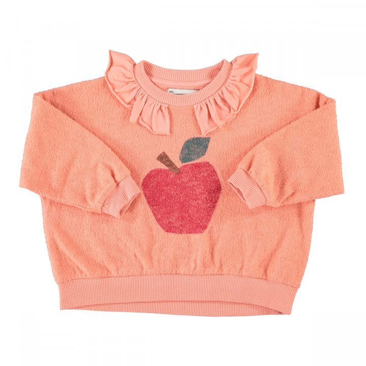 Sweatshirt W/ Collar | Pink W/ Apple Print