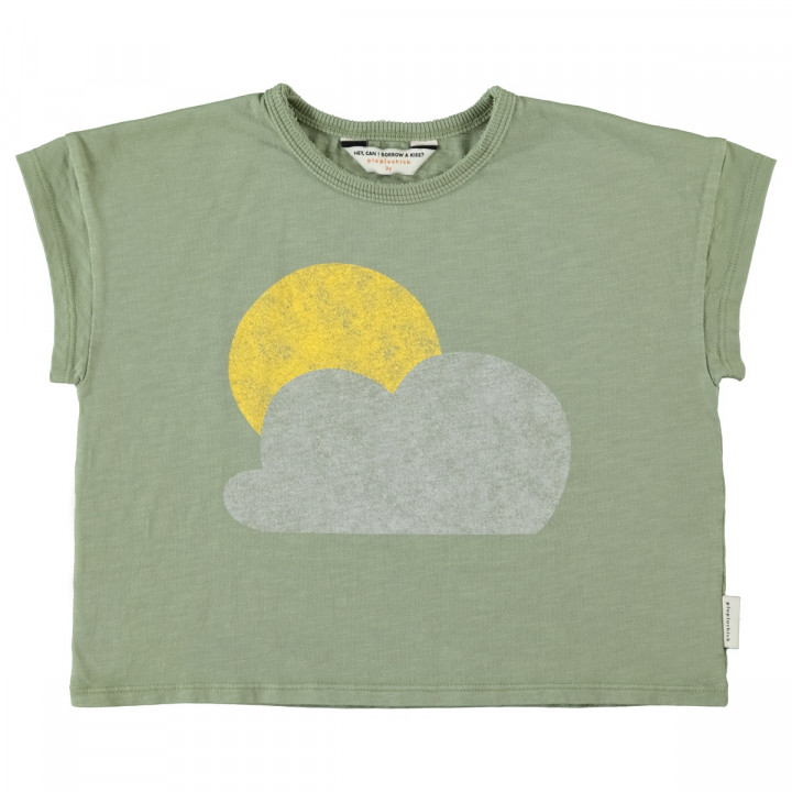 T'shirt | Olive Green W/ Sun & Cloud Print