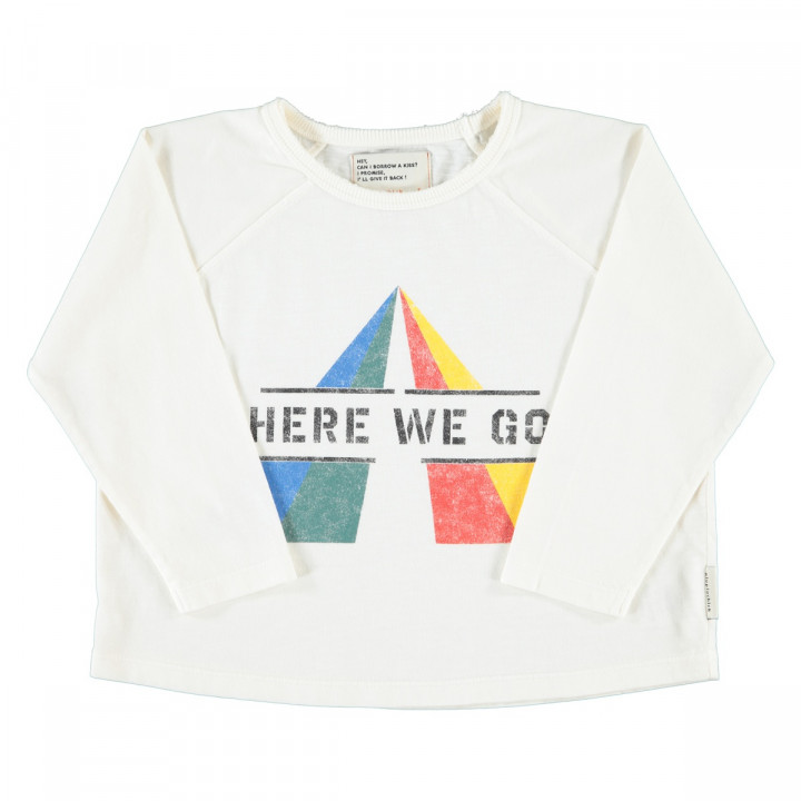 Longsleeve T'shirt | Ecru W/ "here We Go" Print