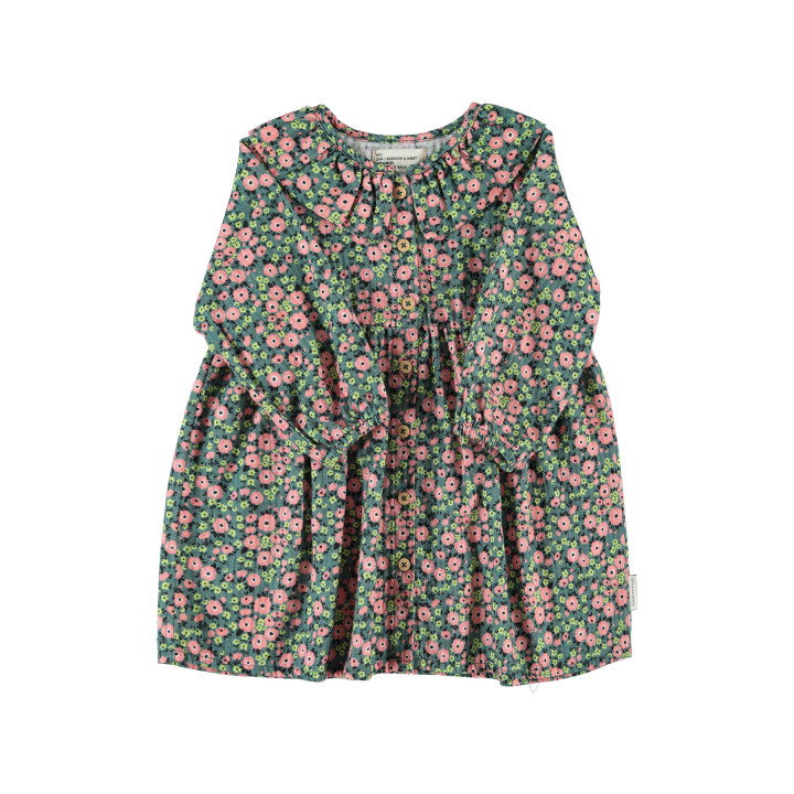 Short Dress | Green W/ Multicolor Flowers