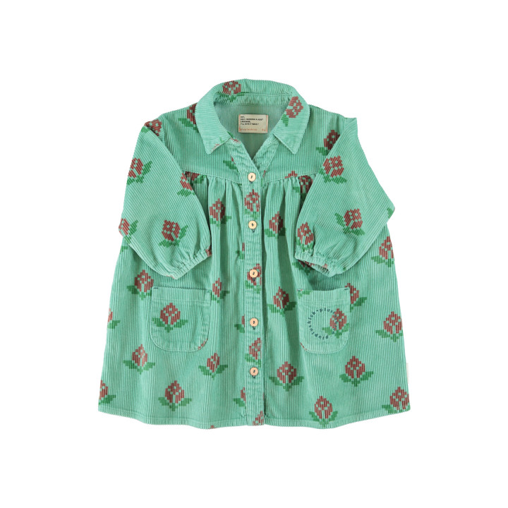 Short Dress | Green W/ Big Flowers
