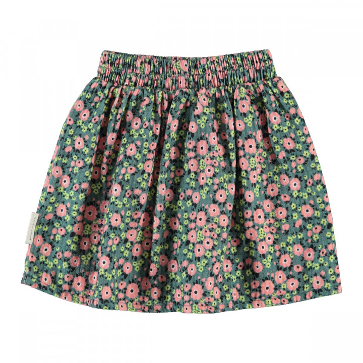 Short Skirt | Green W/ Multicolor Flowers