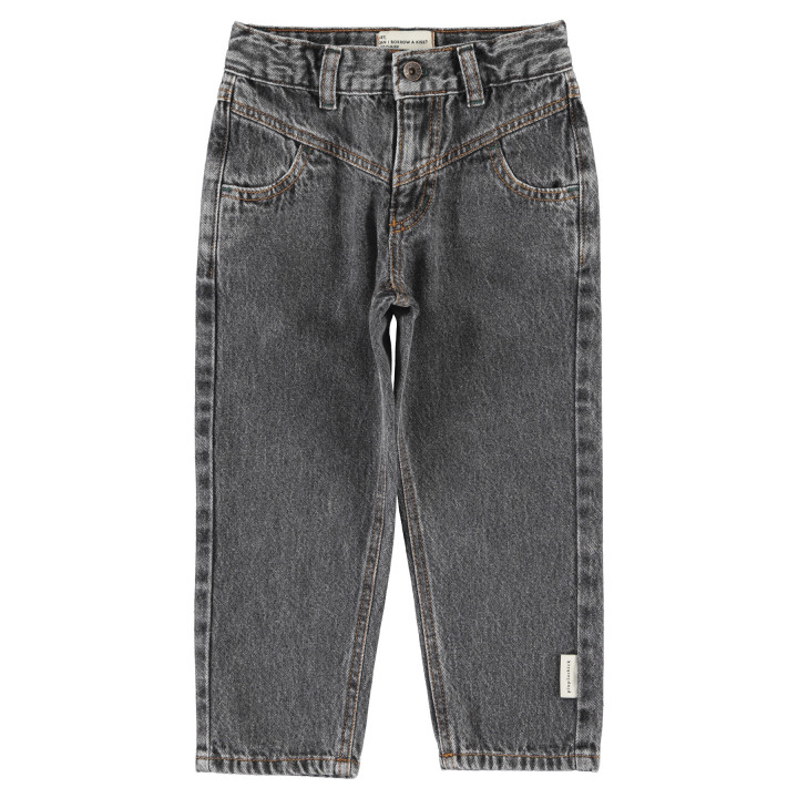 Mom Fit Trousers | Washed Black Denim