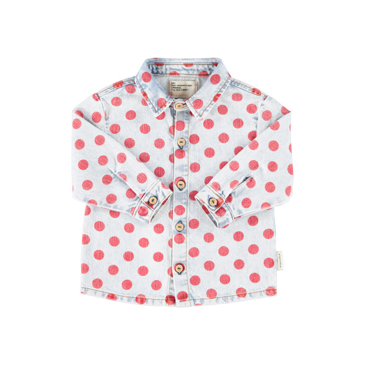 Jacket Shirt | Light Blue Denim W/ Red Dots