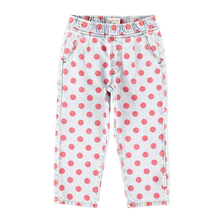 Trousers | Light Blue Denim W/ Red Dots