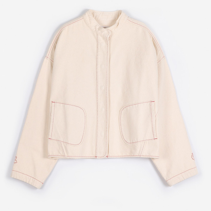 Vibrant Flower Ecru Twill Jacket