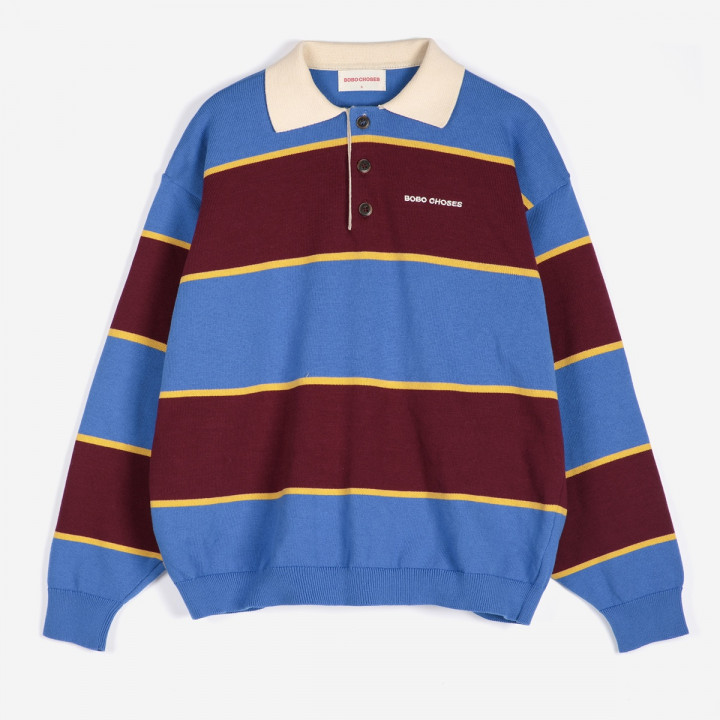 Striped Cotton Polo Jumper