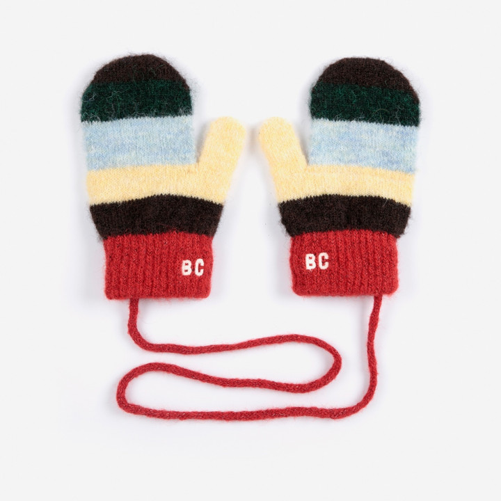 Striped Knitted Mittens-ONESIZE