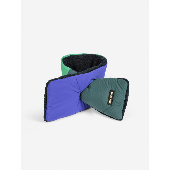 Color Block Sheepskin Neck Warmer-ONESIZE