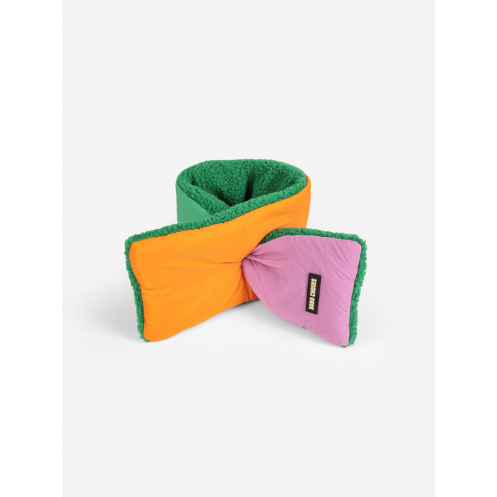Color Block Sheepskin Neck Warmer-ONESIZE