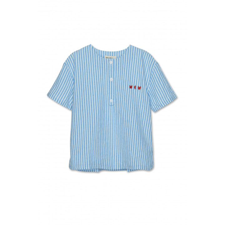 Henley Shirt Aqua Stripe