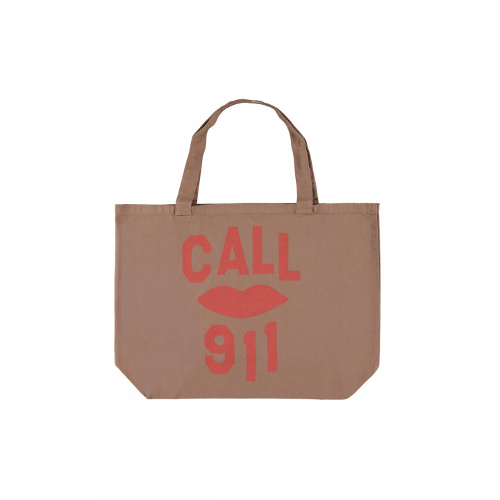 Xl Bag | Brown W/ Call 911 Print